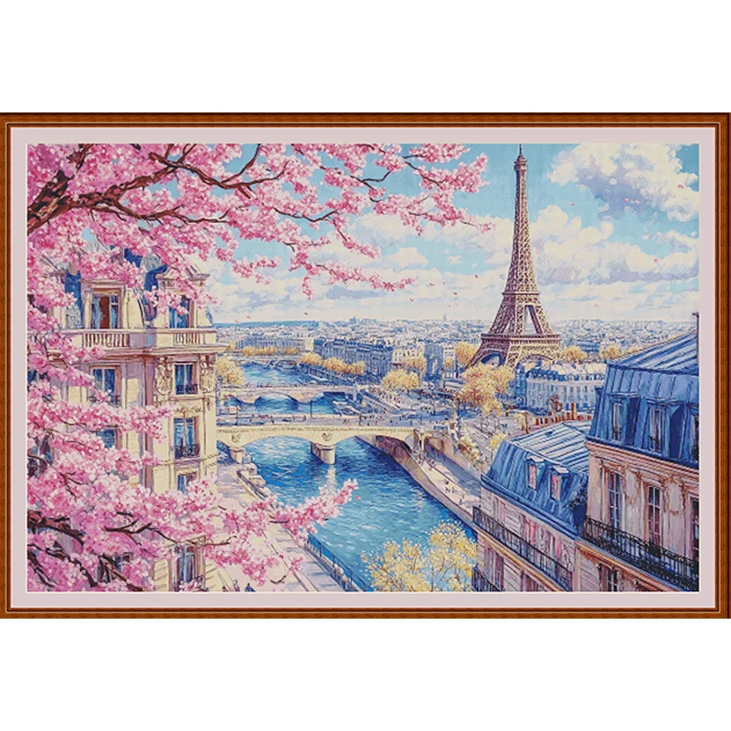 

Париж 14CT 16CT напечатан на холсте, набор для вышивки крестом «сделай сам», набор с китайским узором, домашнее рукоделие, вышивка, 149 цветов