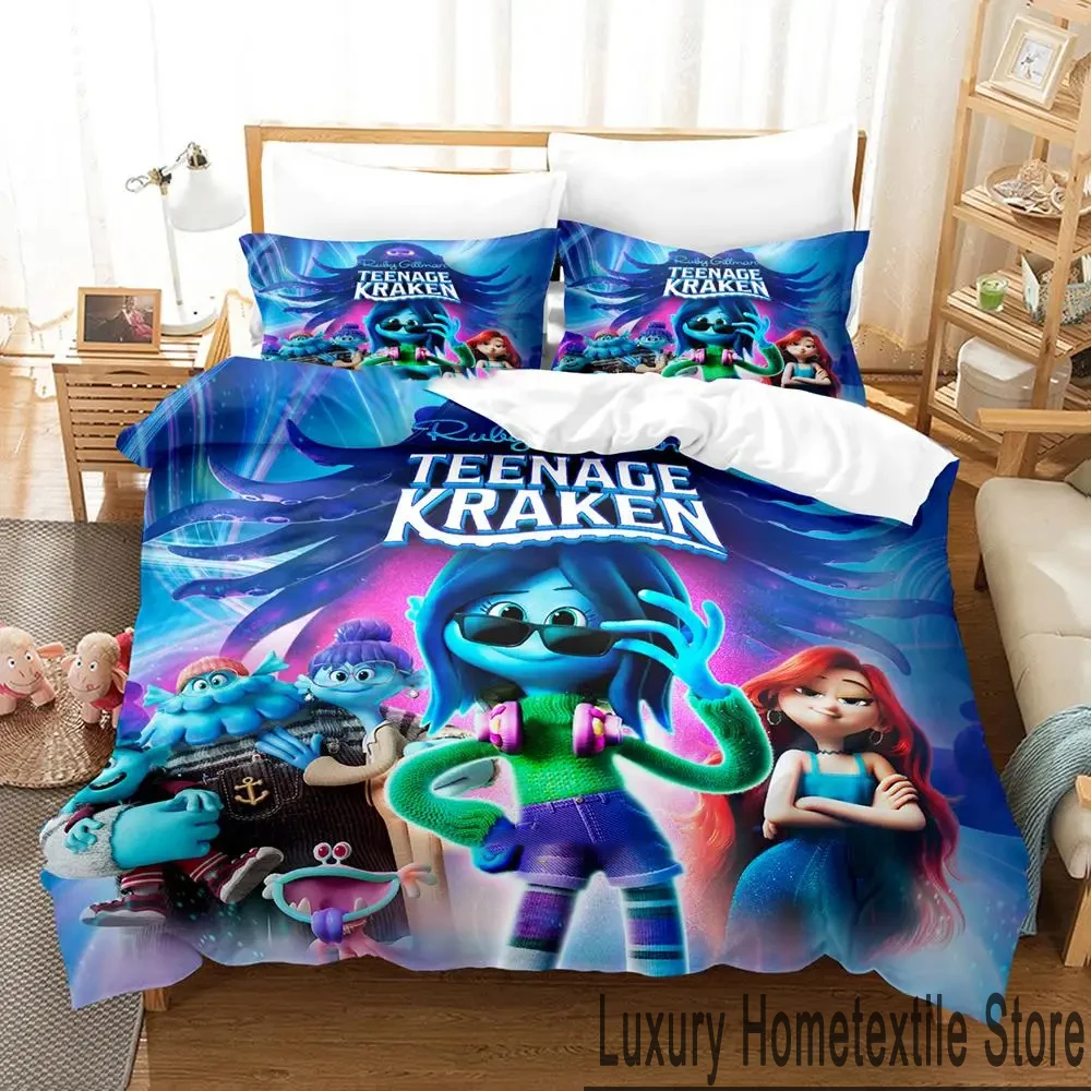 Cartoon Ruby Gillman Teenage Kraken Bedding Set Duvet Cover Bed Set Quilt Cover Pillowcase Comforter king Queen Size Boys Adult