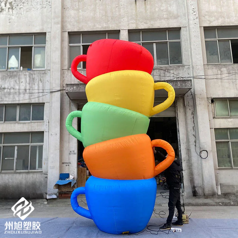 Inflatable cups, with blowers, cups of multiple colors connected, outdoor shopping mall event decoration props