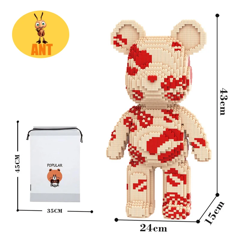 43CM Kawaii Bär Bausteine Spielzeug, Montage Spielzeug, für Jungen und Mädchen Geschenk, kreative Baustein, Ornamente, Heimdekoration