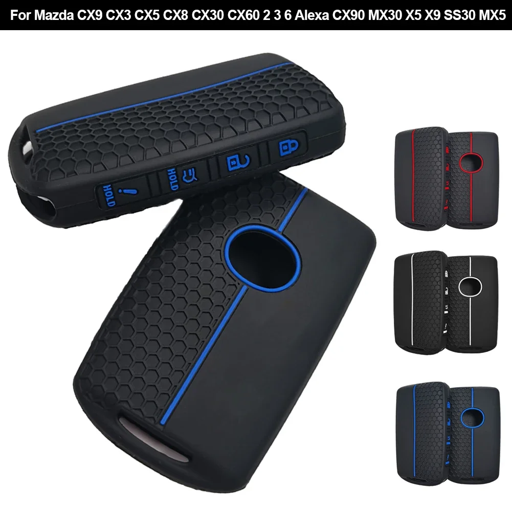 

For Mazda CX9 CX3 CX5 CX8 CX30 CX60 2 3 6 Alexa CX90 MX30 X5 X9 SS30 MX5 Silicone Car Remote Key Case Cover Key Caps Fob2027