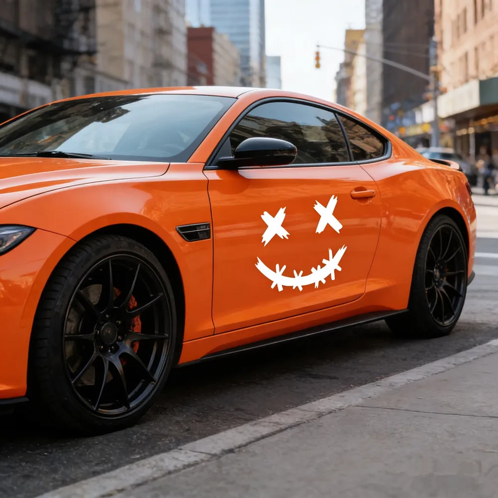 

Smile Face Happy Design Vinyl Decal, Positive Sticker for Motorcycle Car Laptop Water Bottle, Waterproof Auto Exterior Decor