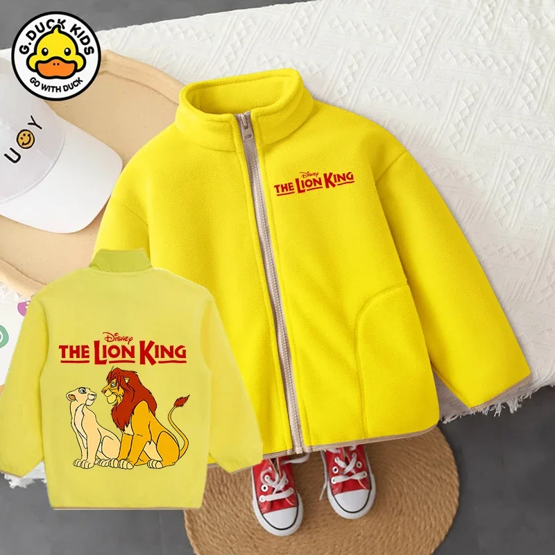 Mufasa Lion King Child Cardigan Boy Girl Disney Cute Cartoon Anime Print Sweater Jacket Winter Warm Thick Top Clothing Coat Gift