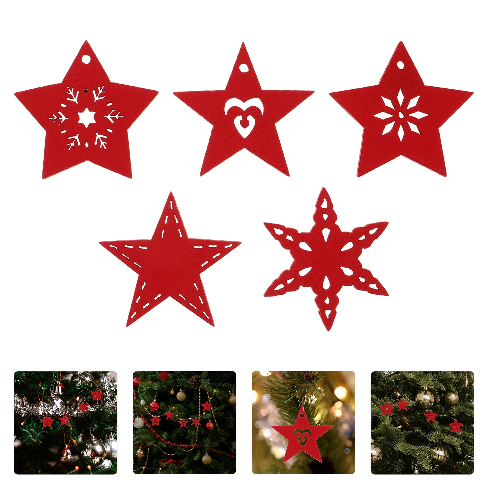 

50 Pcs Home Decoration Wood Craft Decorations Christmas Tree Pendant Decorate Wooden Pendants Bamboo Ornaments