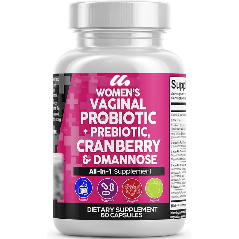 Female probiotics+prebiotics 20 billion cranberry pills - containing mannose - health supplement vitamins