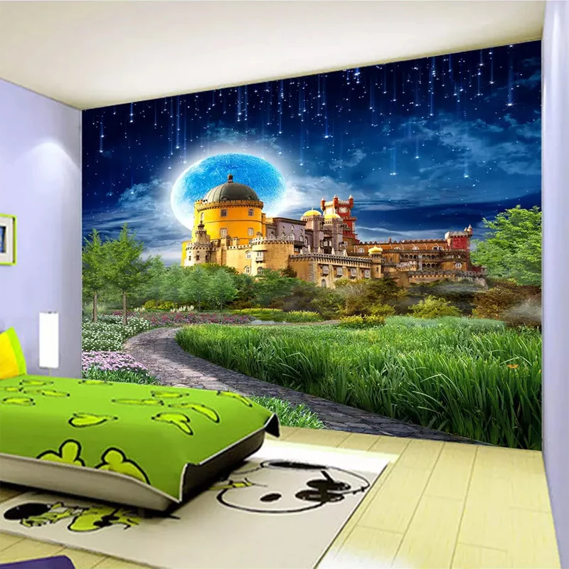 

Custom Photo Wallpaper 3D Fantasy Castle Beautiful Wonderland Moonlight Landscape Mural Paper for Children's Room Wall Decor