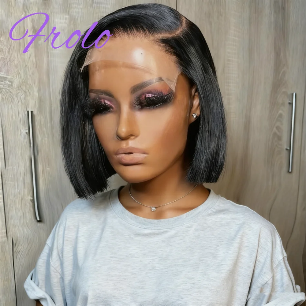 

200 Density Short Bob Straight Human Hair Wig 13x6 HD Lace Frontal Wigs Pre Plucked Brazilian 100% Human Hair Wig For Women