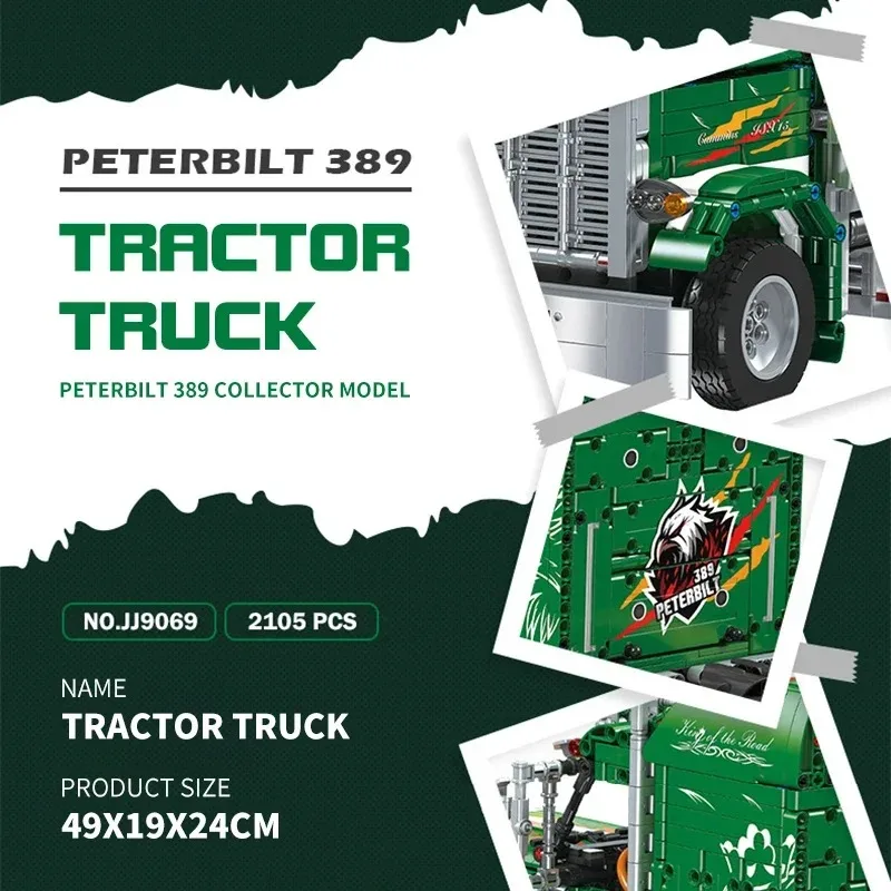 Versão estática diy caminhão de reboque modelo frontal bloco de construção montagem técnica educacional tijolos brinquedo para meninos presentes feriados