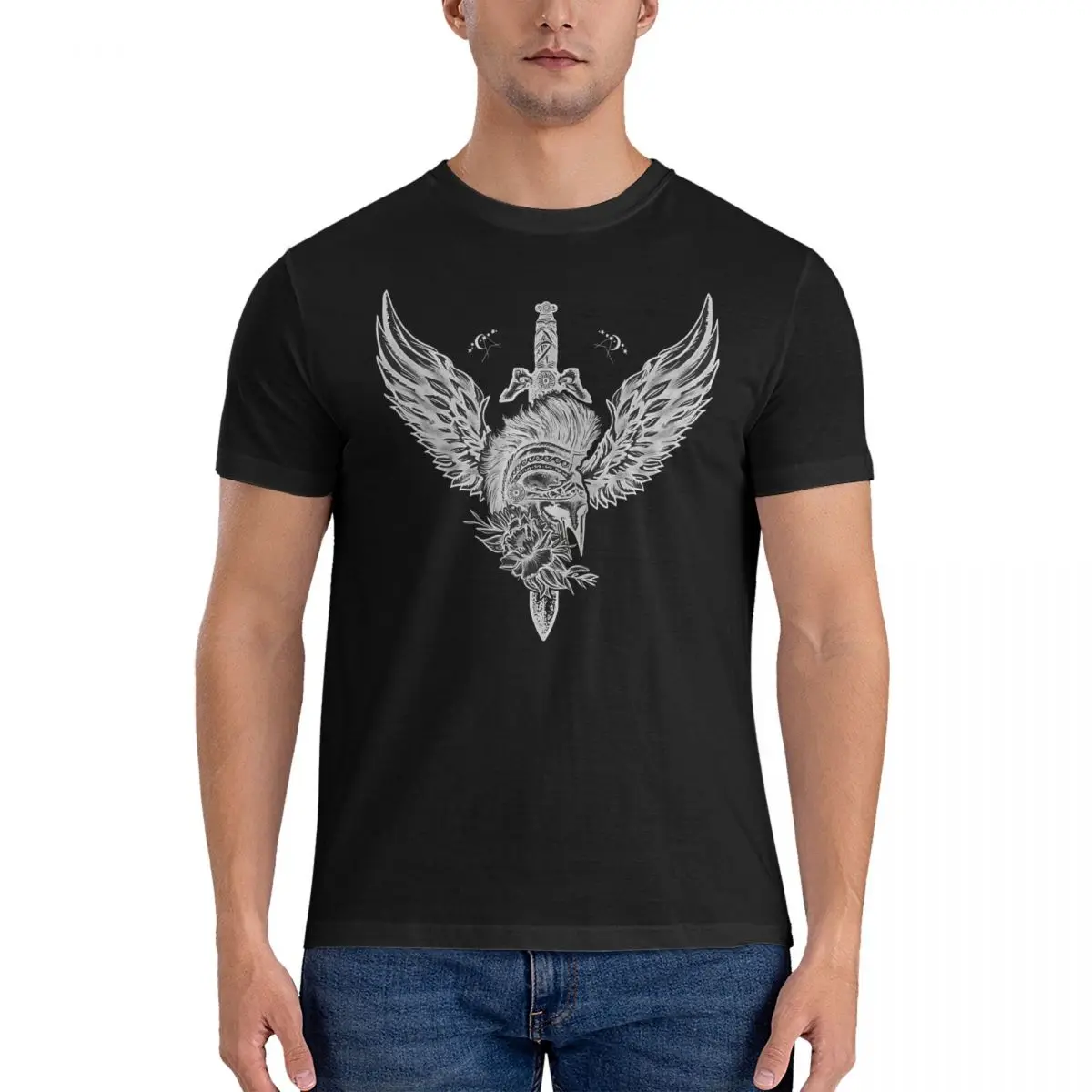 Spartan Warrior T Shirt Men Cotton Unique T-Shirts Crew Neck Ancient Rome Tee Shirt Short Sleeve Clothing Gift Idea