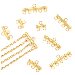 10 stuks roestvrij staal gouden cilinder multi strand ketting armband laag hanger borgtocht connector diy sieraden kettingen groothandel