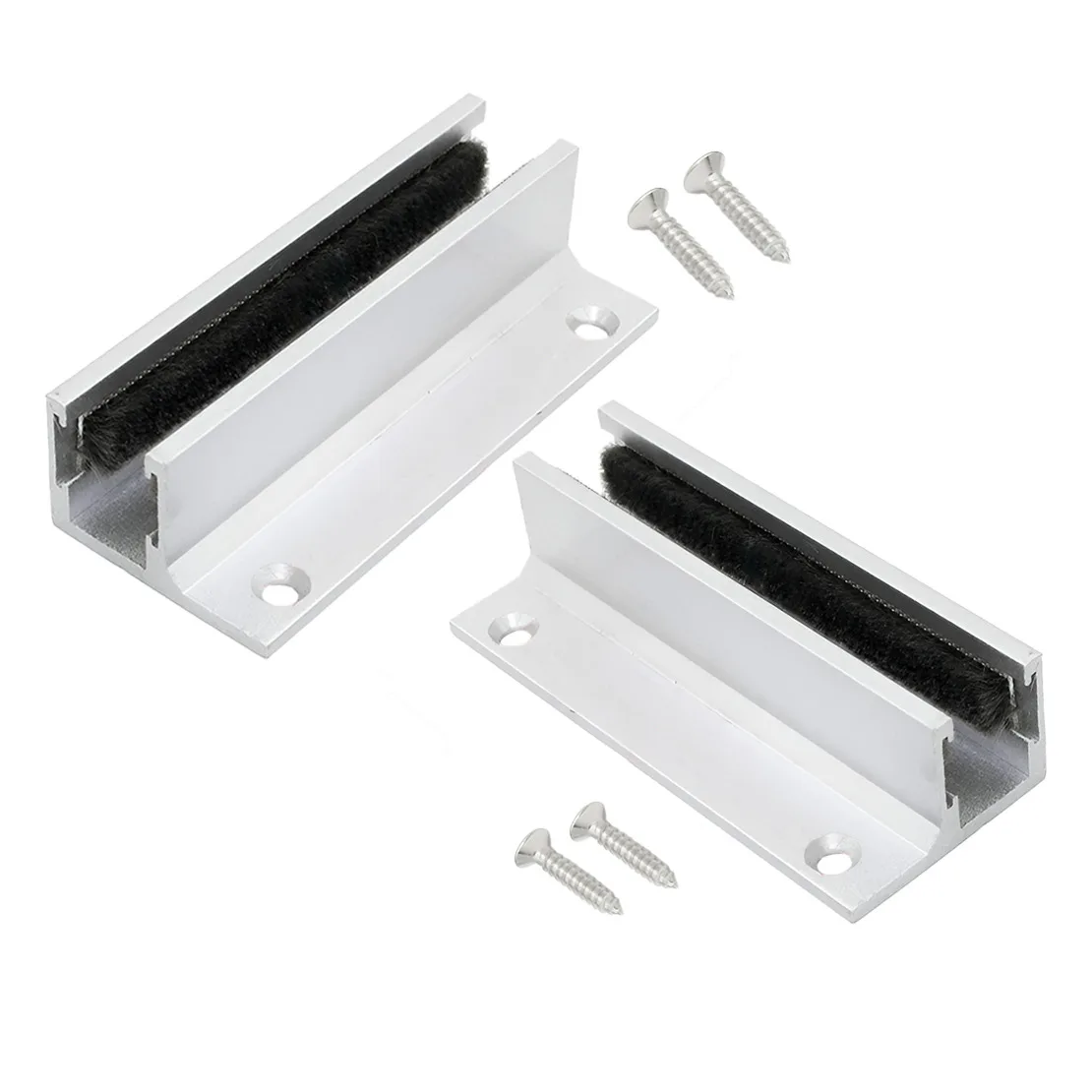 2Pcs Long Style Bathroom Sliding Glass Door Guide Floor Mount Rail with Screw Hardware Kit