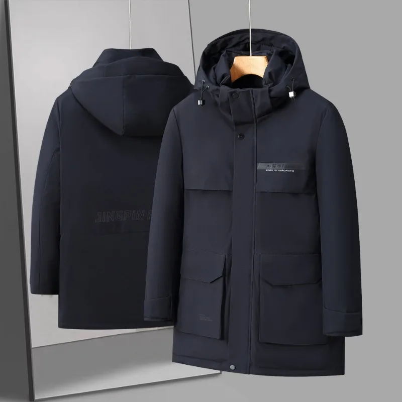 High Quality Winter Men's Down Jacket Windbreaker Jacket Thick Thermal Hooded  Down Parkas Male Business Casual Warm Hooded Coat