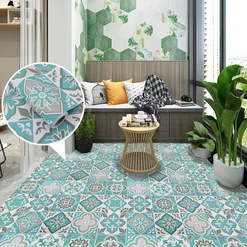 

PVC Self Adhesive Floor Stickers Waterproof Wear-resistant Tile Wall Sticker For Living Room Kitchen Bathroom Home Decor Sticker