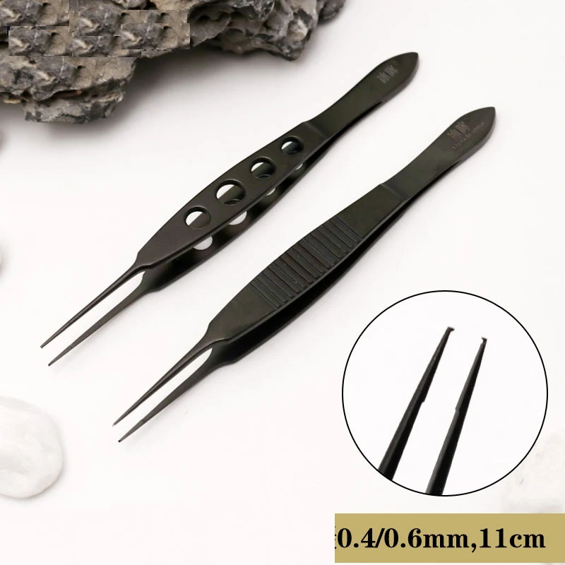 Eye forceps stainless steel vacuum fully coated dovetail straight toothed 0.4mm0.6mm