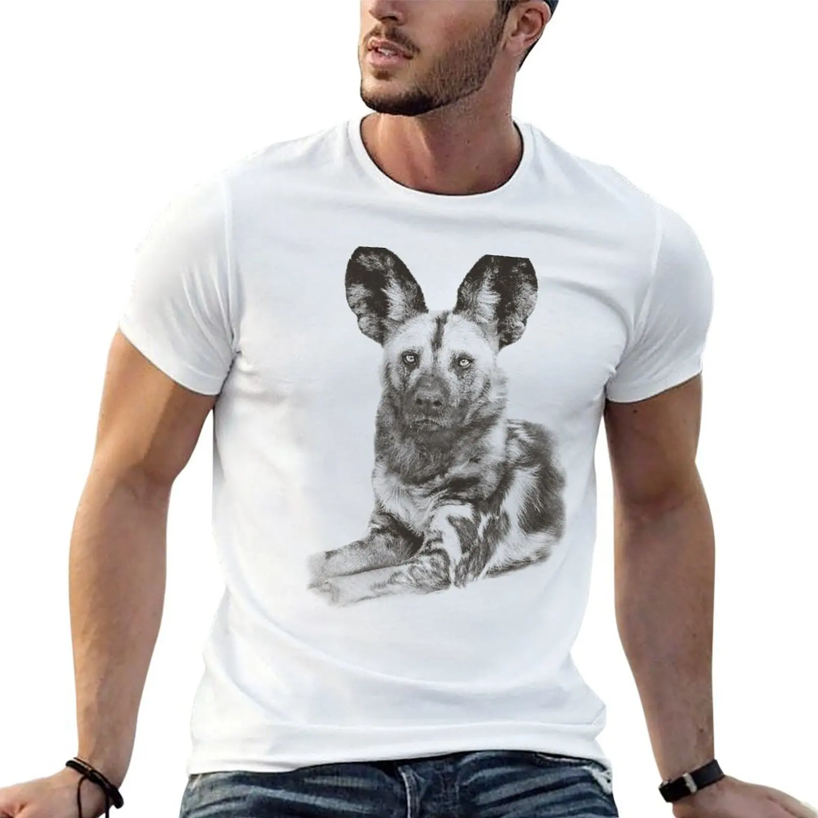 Wild Dog Making Eye Contact T-Shirt cotton tshirt 100% man t shirt cotton t shirt man casual T-shirt