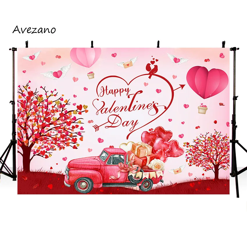 Avezano Valentine's Day Backdrop Baby Shower Red Love Car Proposal Party Decor Banner Photography Background Photo Studio Props