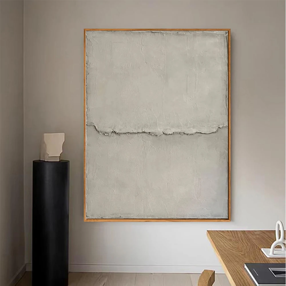 

Textured Abstract Minimalist Wall Art Hand Painted On Canvas Painting Beige Grey Landscape Painting For Living Room Office Decor