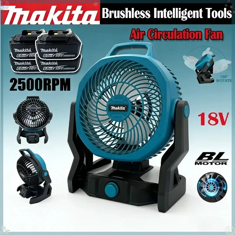 

Makita Rechargeable Fan 270° Adjustable Head, Tent & Outdoor Camping Air Circulator, Cordless Power Tool Fan 18V 20V