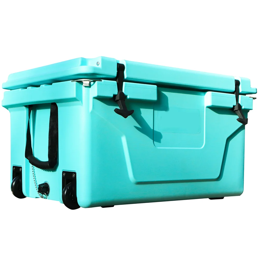 

65QT Outdoor Cooler Box Ice Chest Box Camping Fishing Field Bar Cooler Box with Wheeled Patio Storage Rotomolded Cooler