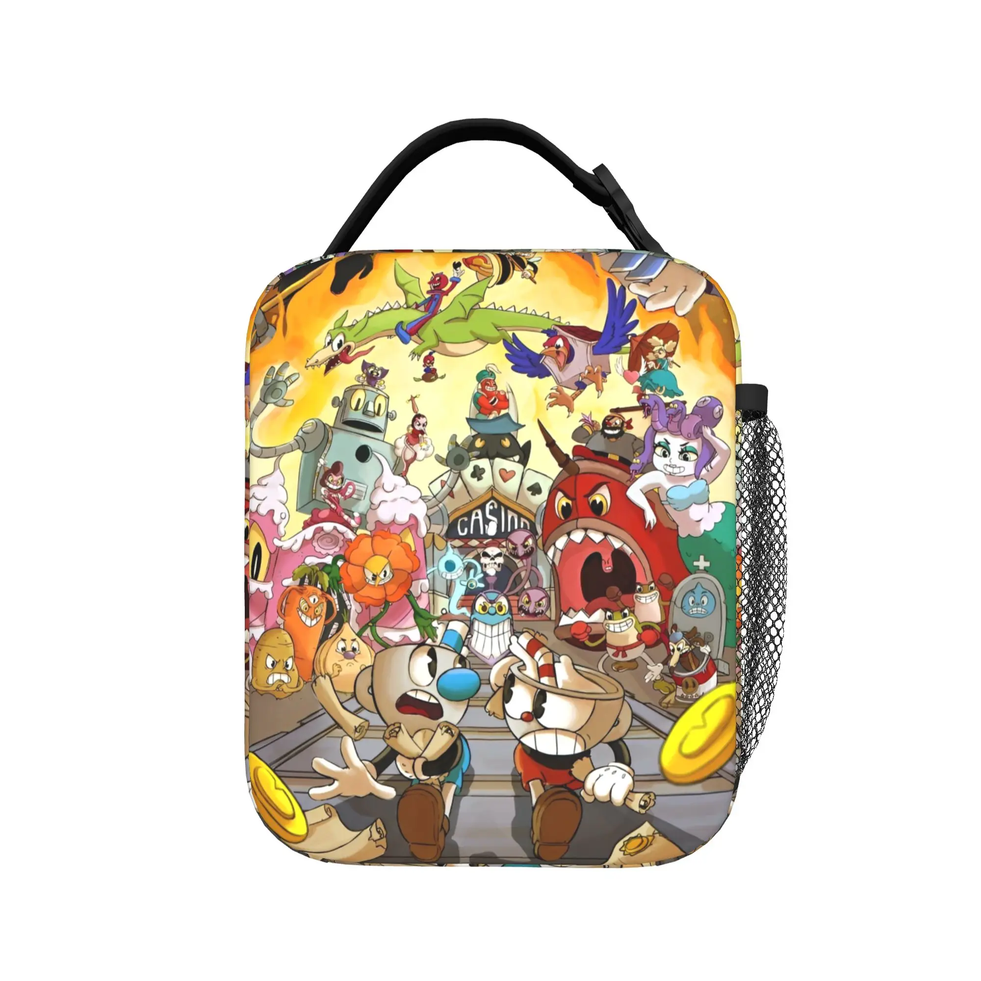 Game Cupheads Insulated Lunch Bags Cooler Bag Reusable,Lunch Container Mugman High Capacity Tote Lunch Box Men Women Work Travel