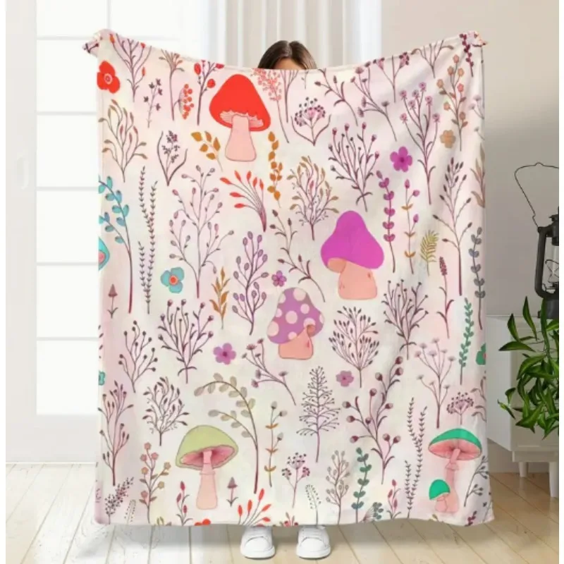 

Уютное фланелевое одеяло с мультяшным грибным принтом — подходит для всех сезонов, пледы для дивана, кровати, офиса и автомобиля