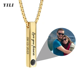 Custom Photo Projection Bar Necklace Picture Personalized Necklace Customized Photo Pendant Necklaces with Picture Jewelry Gift