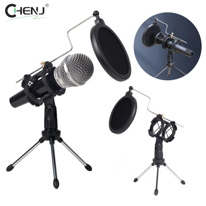 1set Desktop Tripod Adjustable Microphone Stand For Computer Video Chatting Gaming Podcasting Recording Meeting Recording ﻿