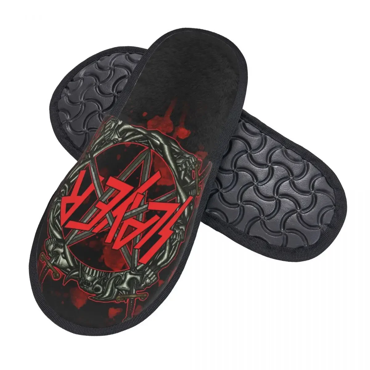 Heavy Rock Slayers Logo House Slippers Women Cozy Memory Foam Thrash Band Slip On Bedroom Slipper Shoes