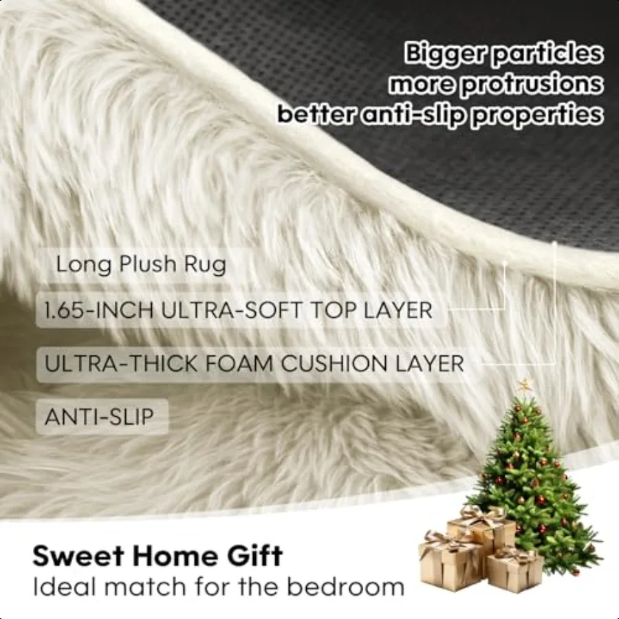 8x10 Area Rugs Living Room Cream White Large Plush Fluffy Bedroom Carpet NonSlip Upgraded Indoor Thick Soft Rug Modern Plush Ca
