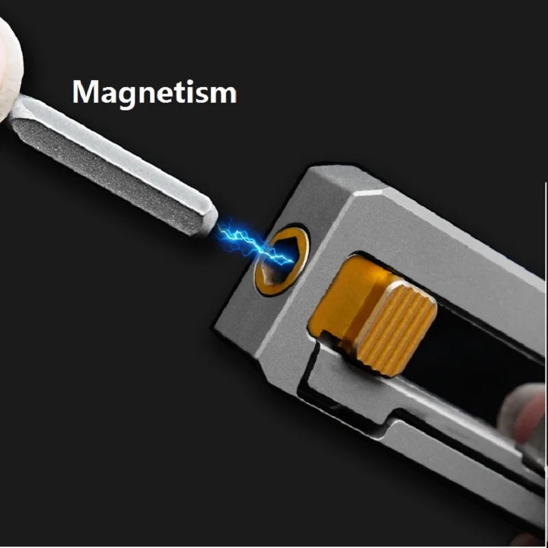 Mini titanium alloy screwdriver bit, Handle screwdriver, Home portable disassembly tool EDC，Cross slotted screwdriver Keychain