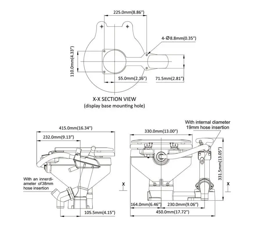 ISURE MARINE DC Electric Smart Toilet System with Dual-Flush Gravity Flushing and Pump Marine Accessories for Boat Yacht Ship RV view 5