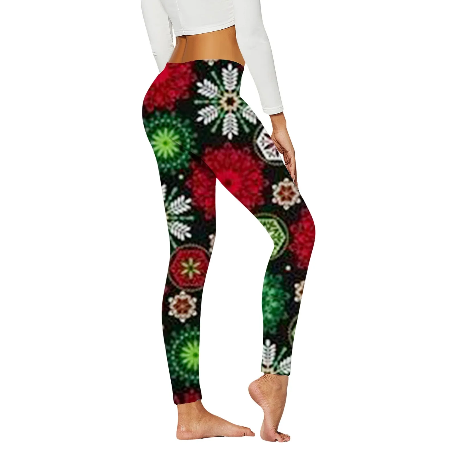 Womens Christmas Leisure Active Leggings Workout Ladies Running Gym Pants Stretchy Xmas Hot Sale Casual Deep Print Slim Legging