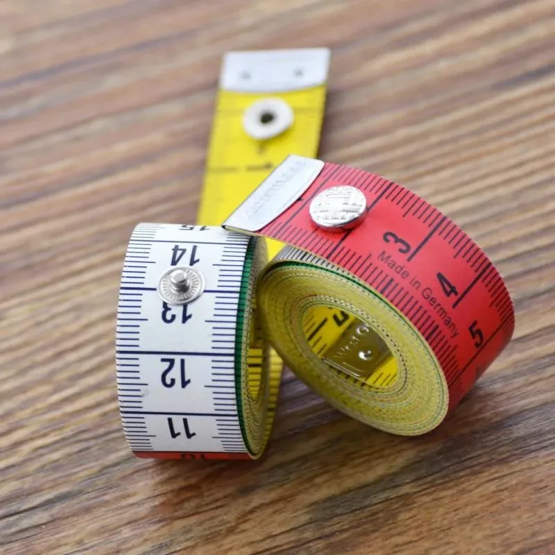 150cm Germany Quality Soft Tape Measure Tailor's Tape with Snap Fasteners Body Measuring Ruler Needlework Sewing Tool