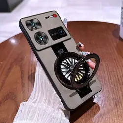 For Nubia Z70 Ultra z70s Z60 Ultra z60s pro Magnetic Case Fiber Glass Racing Shockproof Matte Leather Stand Ring Holder Cover