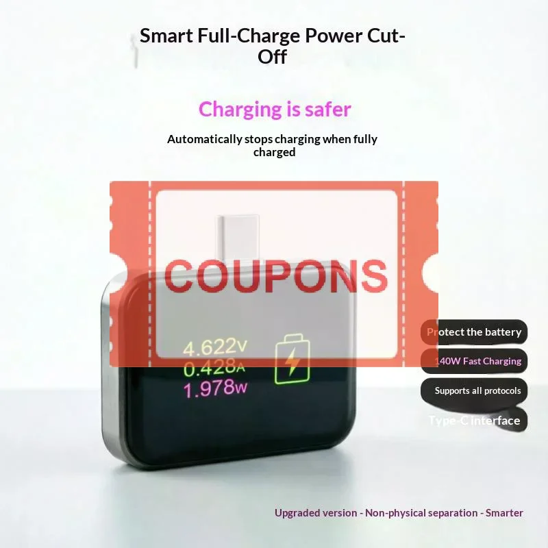 140W Type-C Phone Charger Fast Charging Adapter Digital Display Automatic Power-Off Full Charge Separator For Phone Smart Devic