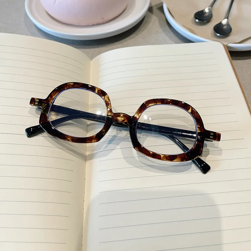 Round frame irregular-shaped decorative glasses - Korean version for both men and women, anti-blue light glasses