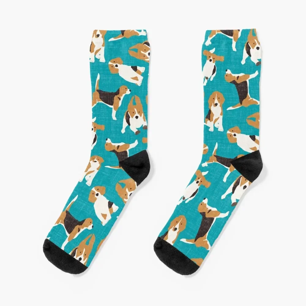 beagle scatter blue Socks happy Non-slip men cotton high quality kids Men's Socks Luxury Women's