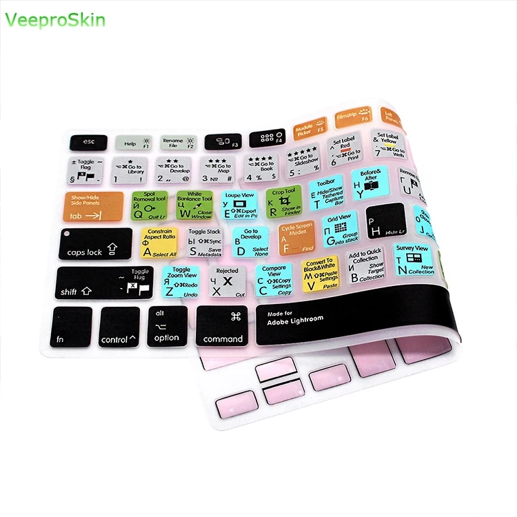 Russian Adobe Lightroom Function Silicone Keyboard Cover Skin for Mac Air Pro Retina 13