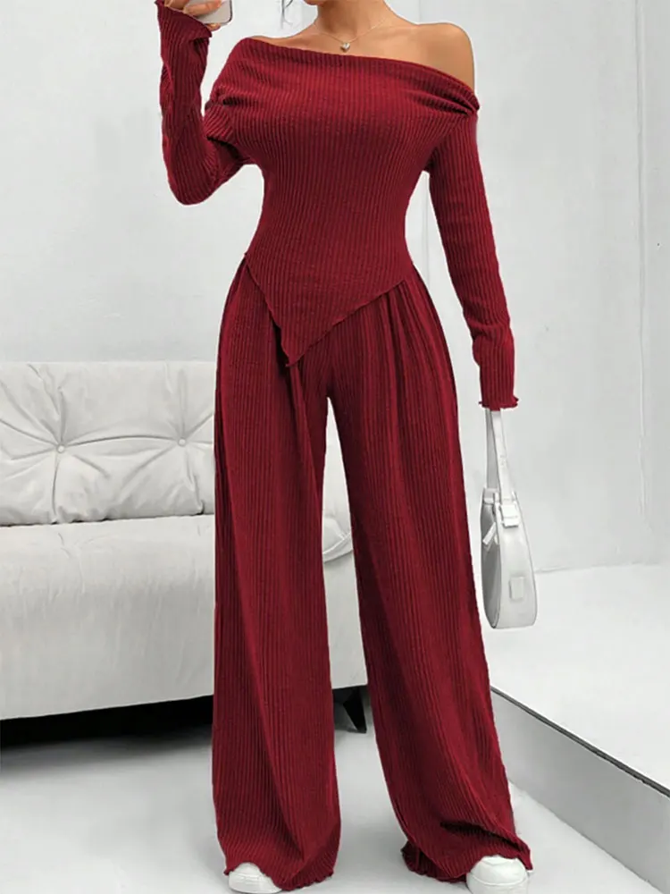 

Autumn Winter Women T-shirt Trousers New 2 Piece Streetwear Fashion Casual Slim Long Sleeves Tees Solid Sexy Lady Top Pants Suit