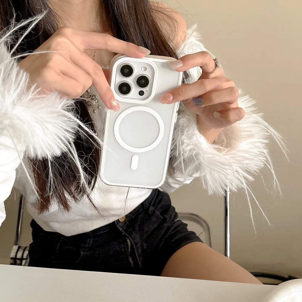 2025 iPhone Case Magnetic&Anti-Fingerprint Frosted Clear Candy Color for iPhone 11 12 13 14 15 16 Series image 4