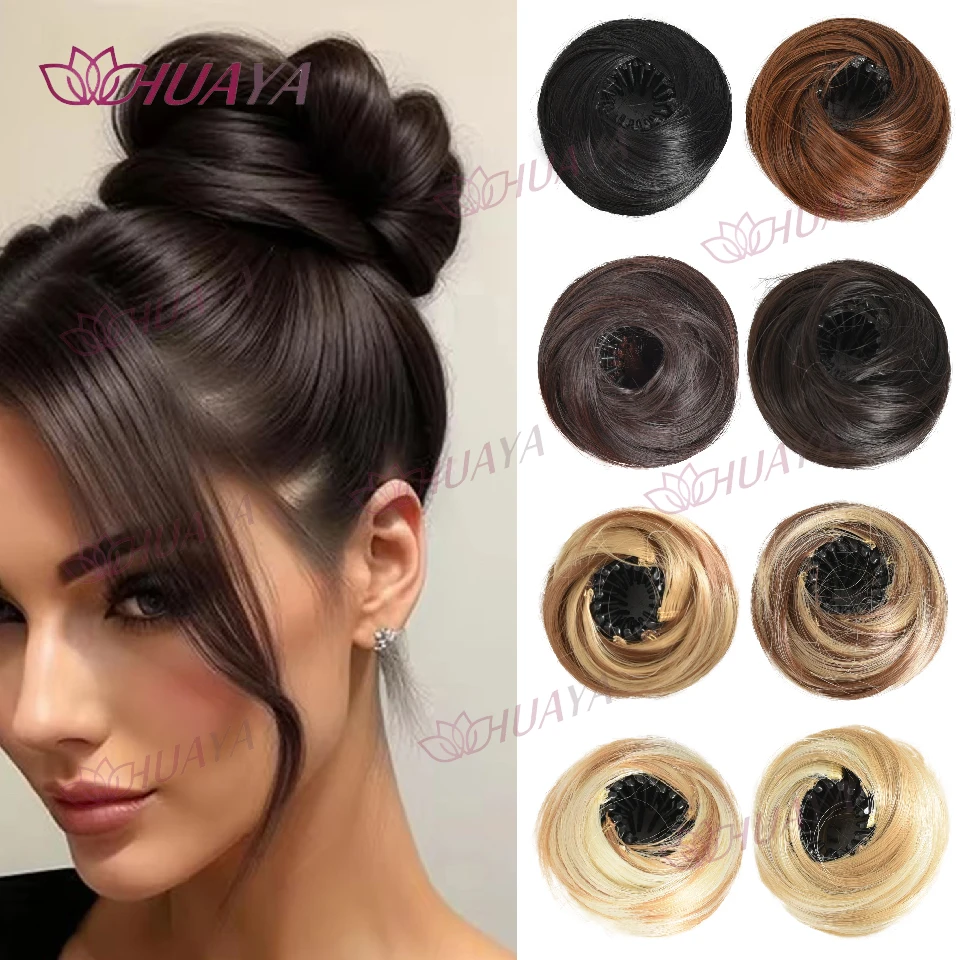 HY Synthetic Bun for Women, Bird's Nest Style, Everyday Retractable Clip for Various Occasions