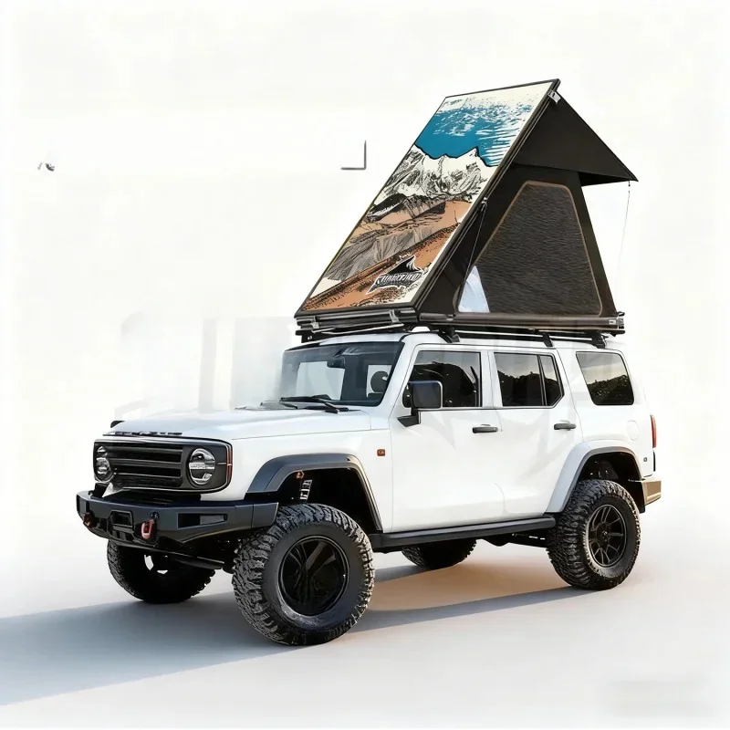 High Quality Triangle Four‑season Hardtop Rooftop Tent 8cm Ultra Thin 49KG Lightweight Outdoor Camping