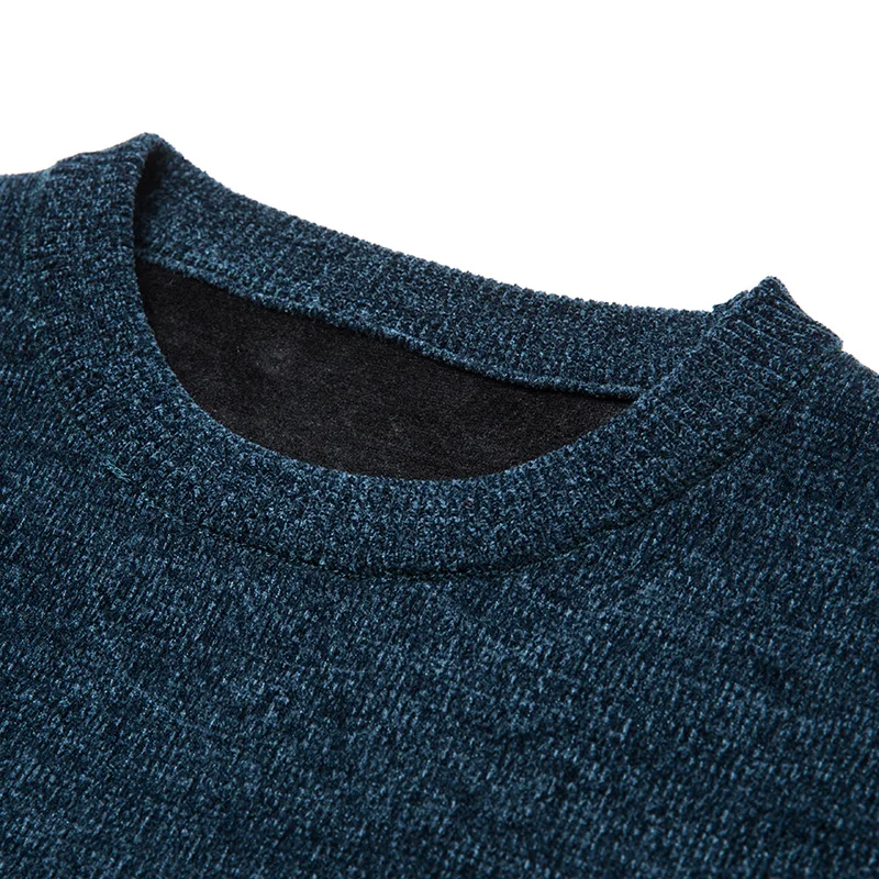 

2025: Мужской свитер Schneier с круглым вырезом, толстой трикотажной основой и бархатом для осеннего и зимнего теплого топа