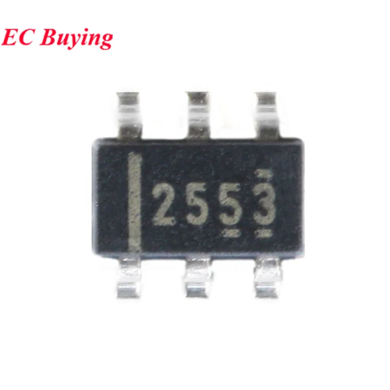 10pcs/5pc TPS2553 TPS2553D TPS2553DBVR 2553 SOT23-6 SOT236 Adjustable Current-limiting Power Distribution Switch IC Chip