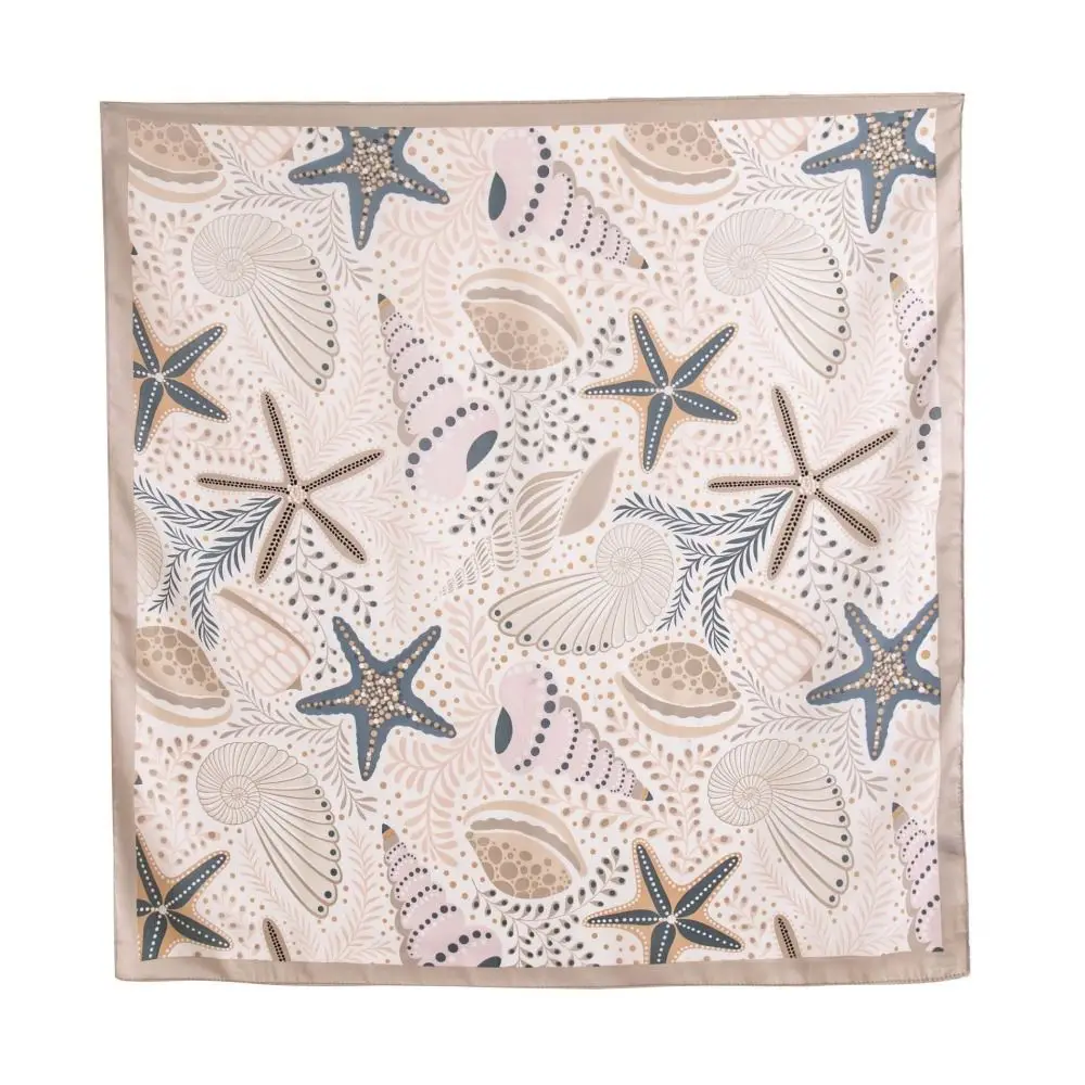 Retro Printed Starfish Print Scarf Conch Y2K Shell Silk Scarf Headband Sea Star Hair Scarf Vacation