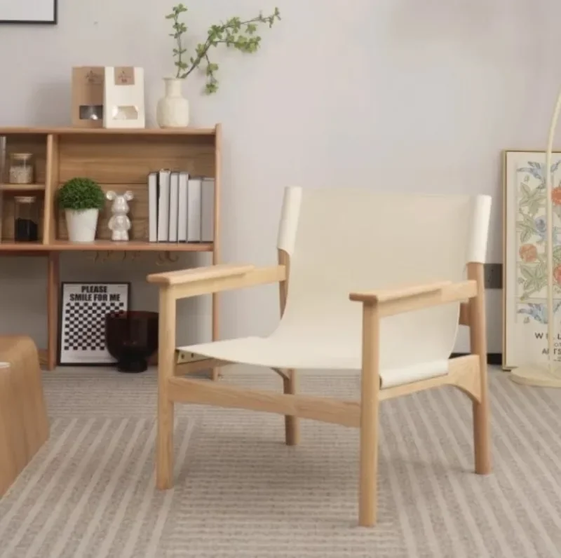 New Wooden Backrest Chair Living Room Sofa Chair Individual Aesthetic Modern Comfortable Armchair Luxury Decorative Leather Armc