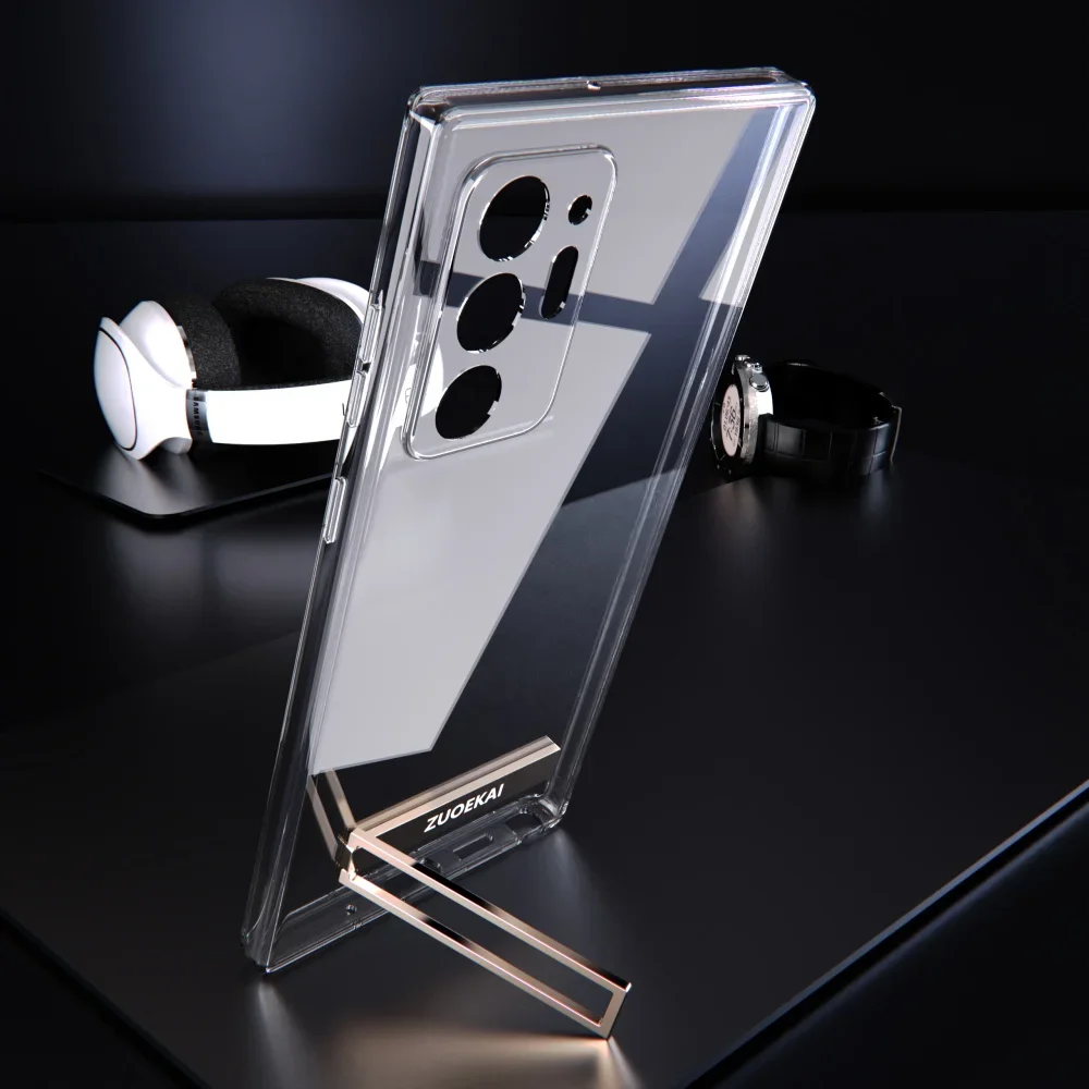 Samsung Galaxy not 20 için Ultra not 10 artı not 8 9 şeffaf Kickstand kılıf braketi ayakta koruyucu temizle yumuşak kapak