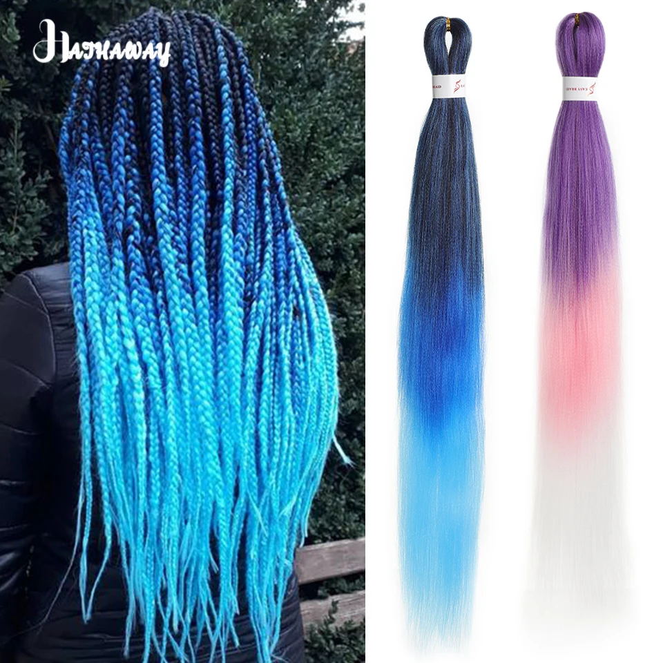 26 Inch Long Braided Hair Synthetic Three-color Gradient Braided Hair Braided Hair Wig Black And Blue Party Shopping Daily Wear