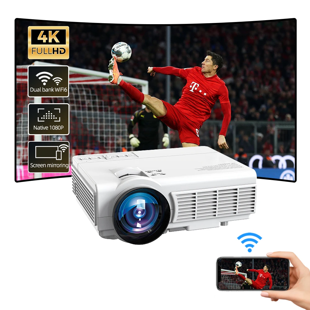 Imagem -03 - Projetor Portátil 4k Home Theater Beamer Tela de Smartphone Espelhamento Duplo Wifi 5g Bluetooth de Alta Definição 1080p Projetor de Vídeo Hy300