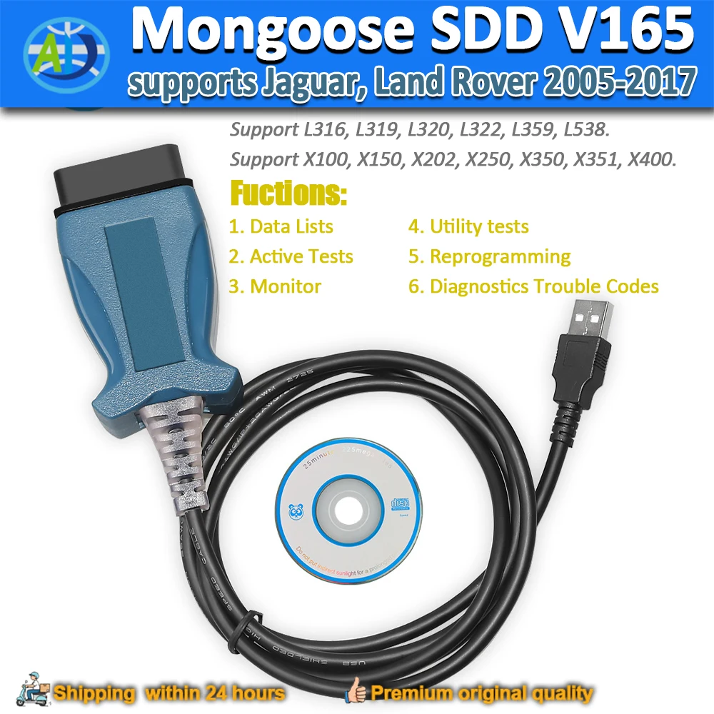 Mongoose SDD Pro V165 For JLR OBDII Programmer For Land Rover/Jaguar 2005-2017 SDD V165 Interface J2534 OBD2 Diagnostic Tool